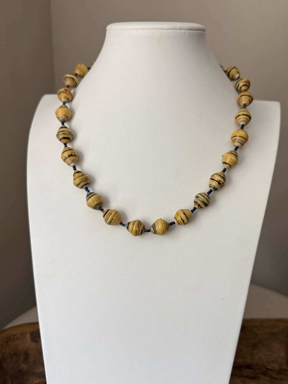 Rolled Recycled Artisan Paper Bead Necklace